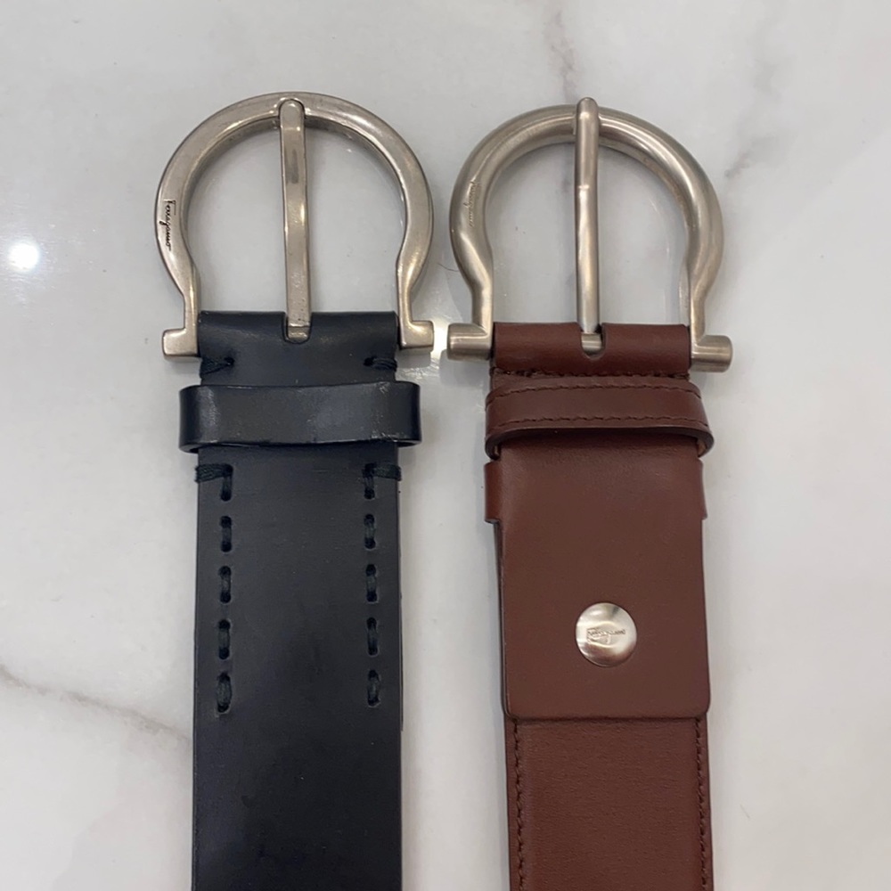 Ferragamo Bundle of 2 belts both size 36 brown and black